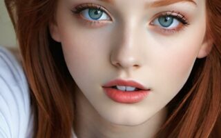 AI girl with red hair wallpaper