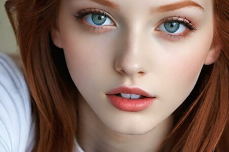 AI girl with red hair wallpaper