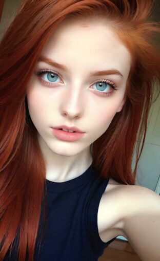 AI girl with red hair wallpaper