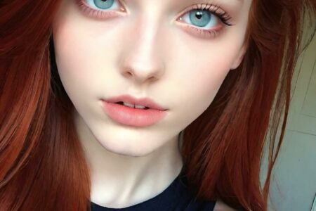 AI girl with red hair wallpaper