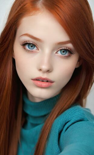 AI girl with red hair wallpaper