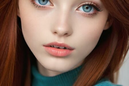 AI girl with red hair wallpaper
