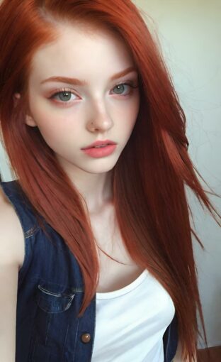 AI girl with red hair wallpaper