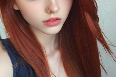 AI girl with red hair wallpaper