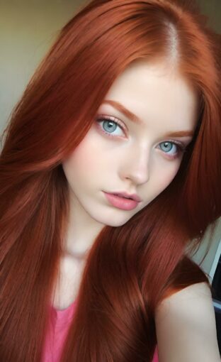 AI girl with red hair wallpaper