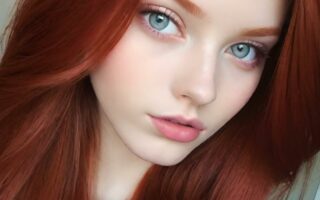 AI girl with red hair wallpaper