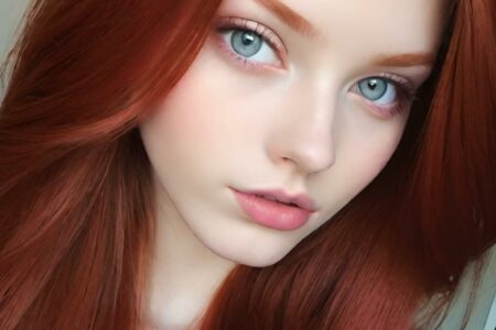 AI girl with red hair wallpaper