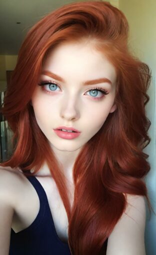 AI girl with red hair wallpaper