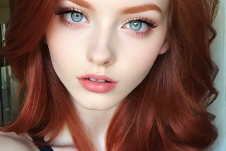 AI girl with red hair wallpaper