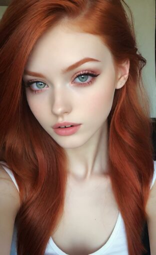 AI girl with red hair wallpaper