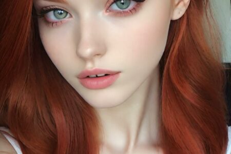 AI girl with red hair wallpaper