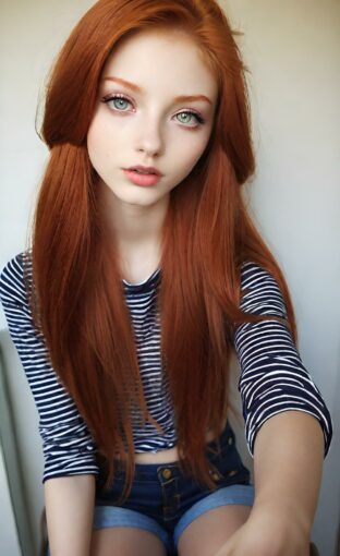 AI girl with red hair wallpaper