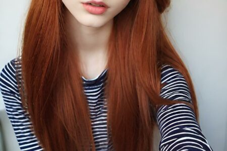 AI girl with red hair wallpaper