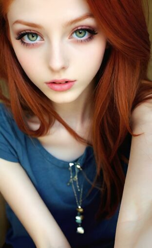 AI girl with red hair wallpaper