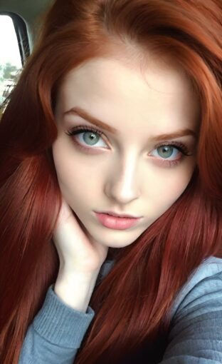 AI girl with red hair wallpaper