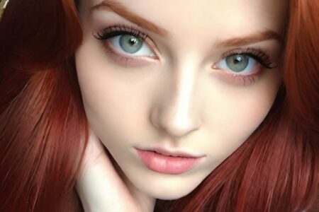 AI girl with red hair wallpaper