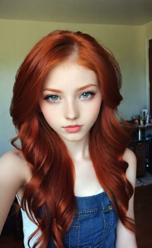 AI girl with red hair wallpaper