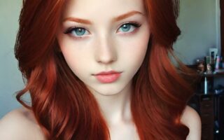 AI girl with red hair wallpaper
