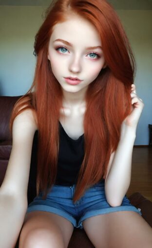 AI girl with red hair wallpaper