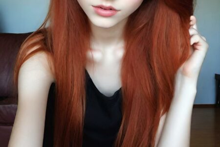 AI girl with red hair wallpaper
