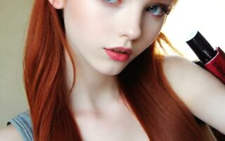 AI girl with red hair wallpaper