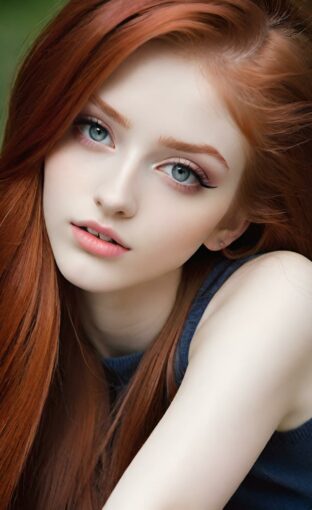 AI girl with red hair wallpaper