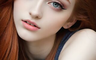 AI girl with red hair wallpaper