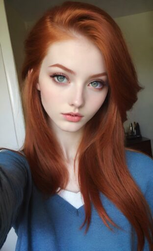AI girl with red hair wallpaper