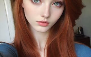 AI girl with red hair wallpaper