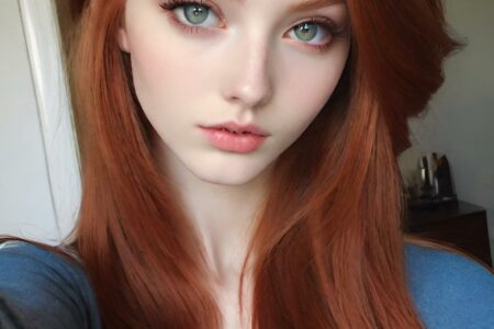 AI girl with red hair wallpaper