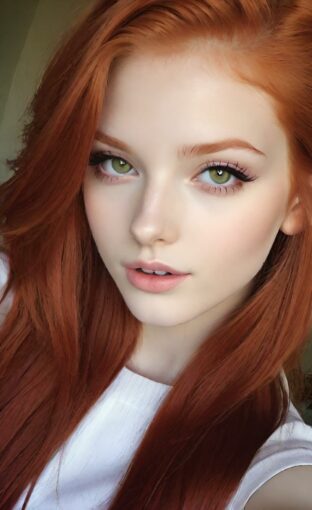 AI girl with red hair wallpaper