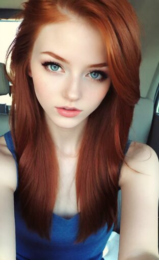 AI girl with red hair wallpaper