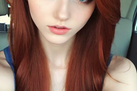 AI girl with red hair wallpaper
