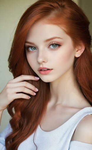 AI girl with red hair wallpaper