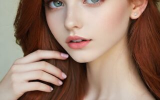AI girl with red hair wallpaper