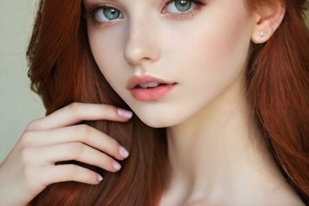AI girl with red hair wallpaper