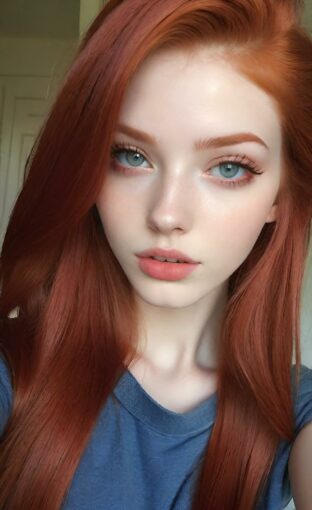 AI girl with red hair wallpaper