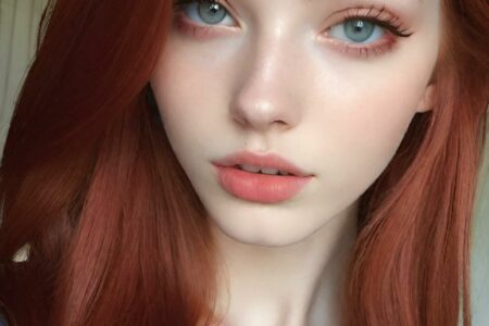 AI girl with red hair wallpaper