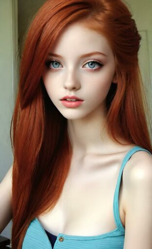 AI girl with red hair wallpaper