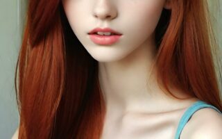 AI girl with red hair wallpaper