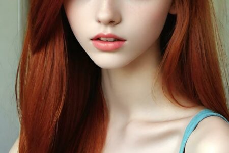 AI girl with red hair wallpaper