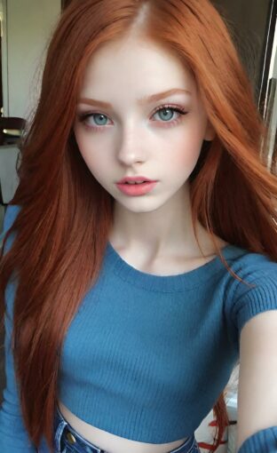 AI girl with red hair wallpaper