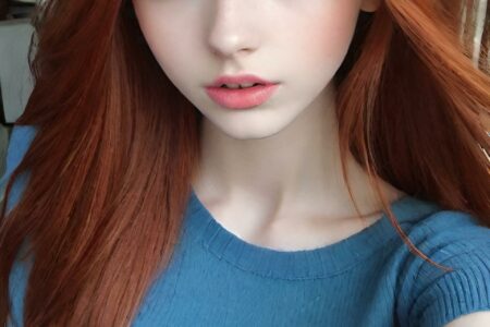 AI girl with red hair wallpaper