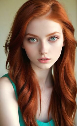 AI girl with red hair wallpaper