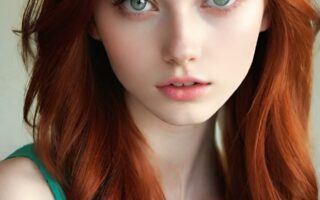 AI girl with red hair wallpaper