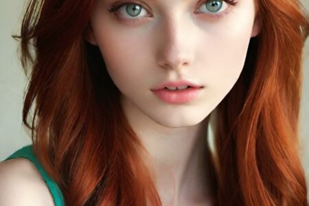 AI girl with red hair wallpaper
