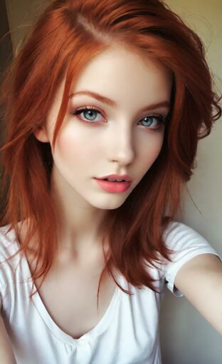 AI girl with red hair wallpaper
