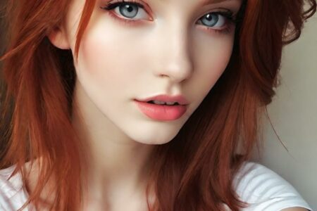 AI girl with red hair wallpaper