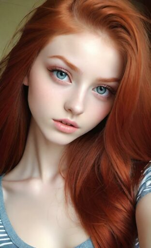 AI girl with red hair wallpaper