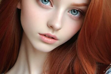 AI girl with red hair wallpaper
